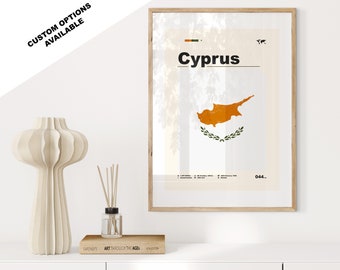 Zyprische Flagge Druck - Flaggen Poster - Mitte des Jahrhunderts modern - individuelle Optionen verfügbar - gerahmt oder Leinwanddrucke verfügbar - individuelles Geschenk