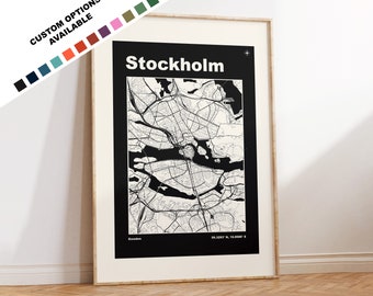 Stampa di Stoccolma - Stampa mappa - Mid Century Modern - Vintage - Contemporaneo - Stampa di Stoccolma - Mappa della città - Poster mappa della città - Stoccolma Svezia