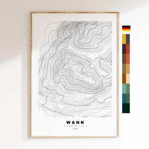 Carte du Wank - Allemagne - Carte des contours  - Carte topographique - Impression - Affiche - Impression de carte