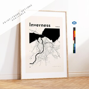 Inverness Kartendruck - Benutzerdefinierte Optionen / Farben verfügbar - Drucke oder gerahmte Drucke - Schottland