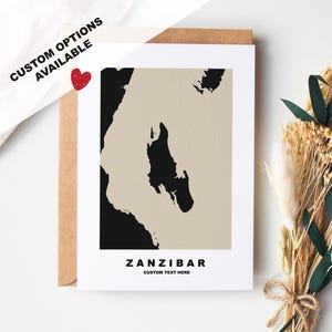 Cartão de felicitações personalizado de Zanzibar - Envelope Kraft incluído - Texto personalizado - Cartão de felicitações - Aniversário - Viagem surpresa - Aniversário