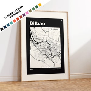 Bilbao Map Print - Print, Framed or on Canvas - Bilbao Poster - Bilbao Spain - Custom Text Options - Map Wall Art - Gift
