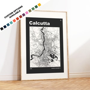 Calcutta Map Print - Custom options/colours available - Prints or Framed Prints - Calcutta, India - Custom Text for Gift