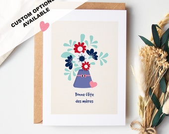 French Mothers Day Card - Bonne fête des mères - France Mothers Day Card - A6 Card & Envelope - Optional: post to recipient with message