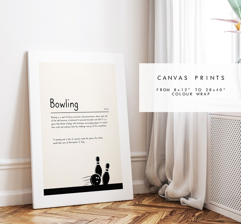 Bowling Definition Print - Custom Text/quote Options - Customised Gift ...
