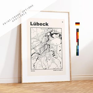 Lübeck Kartendruck – Lübeck Stadtplan – Deutschland – Drucke oder gerahmte Drucke