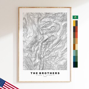 Brothers (Olympic, WA) Druck - Vereinigte Staaten - Konturkarte - Topographie - Topografische Karte - Druck - Poster - Kartendruck