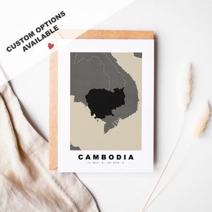 Tarjeta de felicitación personalizada de Camboya - Sobre Kraft incluido - Texto personalizado - Tarjeta de felicitación de Camboya - Aniversario - Viaje sorpresa - Cumpleaños