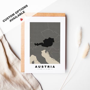 Tarjeta de felicitación personalizada de Austria - Sobre Kraft incluido - Texto personalizado - Tarjeta de felicitación de Austria - Aniversario - Viaje sorpresa - Cumpleaños