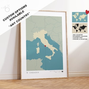 Gepersonaliseerd verlovingscadeau - locatiekaart verloving - aangepaste verlovingsafdruk - verlovingskaart afdrukken - verlovingsposter