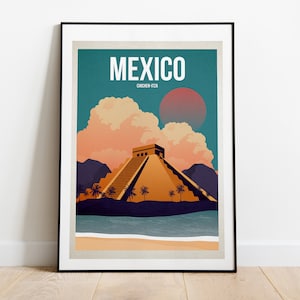 Mexiko Reise Poster - Retro-Reise-Print - Reise-Print - Chichen Itza - Mexiko-Druck - Retro-Reise-Poster (in vielen Größen erhältlich)