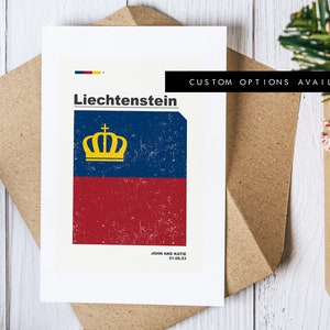 Tarjeta de felicitación de Lichtenstein - Tarjeta de felicitación personalizada - Tarjeta en blanco - Sobre reciclado incluido - Tarjeta de felicitación - Cumpleaños - Aniversario - Viaje