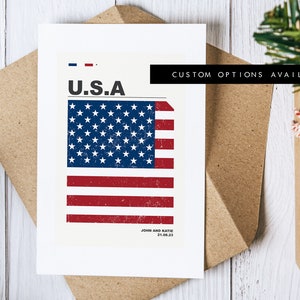 Tarjeta de felicitación de EE. UU. - Tarjeta de felicitación personalizada - Tarjeta en blanco - Sobre reciclado incluido - Tarjeta de felicitación - Cumpleaños - Aniversario - Viaje