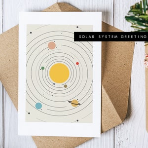 Carte de voeux système solaire - Carte de voeux spatiale - Carte vierge - Enveloppe recyclée incluse - Carte de voeux astronomie - Anniversaire - Merci