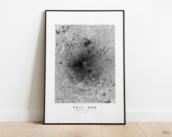 Fuji Print - Topografie Kaart Print - Fuji-San Poster - Japan - Topografische kaart - Print - Poster - Muurkunst - Mount Fuji Map