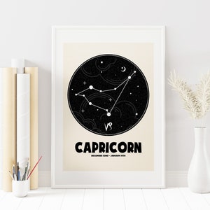 Capricorn Print - Customisable - Zodiac Starsign - Constellation - Personalised Print - Wall Art - Zodiac Print - Capricorn Zodiac - Gift