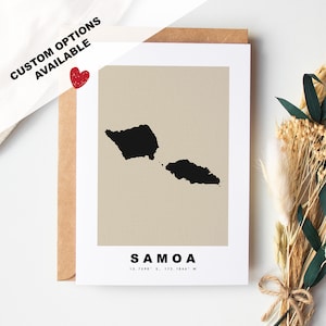 Samoa Kundenspezifische Grußkarte - Kraft Umschlag eingeschlossen - Benutzerdefinierter Text - Samoa Grußkarte - Jubiläum - Überraschungsreise - Geburtstag