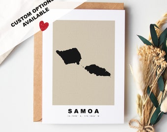 Samoa Custom Greeting Card - Kraft Envelope Included - Custom Text - Samoa Greeting Card - Anniversary - Surprise Trip - Birthday