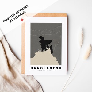 Tarjeta de felicitación personalizada de Bangladesh - Sobre Kraft incluido - Texto personalizado - Tarjeta de felicitación de Bangladesh - Aniversario - Viaje sorpresa