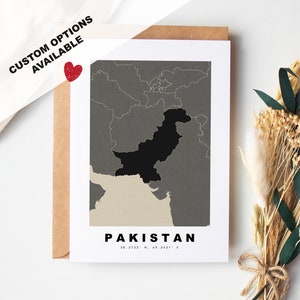 Pakistan benutzerdefinierte Grußkarte - Kraft Umschlag enthalten - benutzerdefinierter Text - Pakistan Grußkarte - Jubiläum - Überraschungsreise - Geburtstag