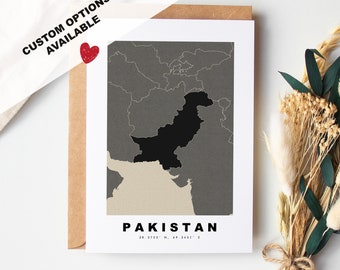 Pakistan Custom Greeting Card - Kraft Envelope Included - Custom Text - Pakistan Greeting Card - Anniversary - Surprise Trip - Birthday