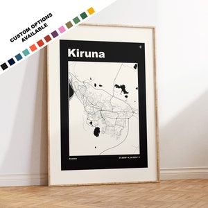 Kiruna Print - Map Print - Mid Century Modern  - Vintage Style - Kiruna Print - City Map - City Map Poster - Kiruna Sweden
