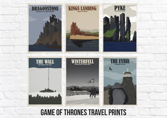 Game Of Thrones Travel Poster Sets Kings Landing Etsy