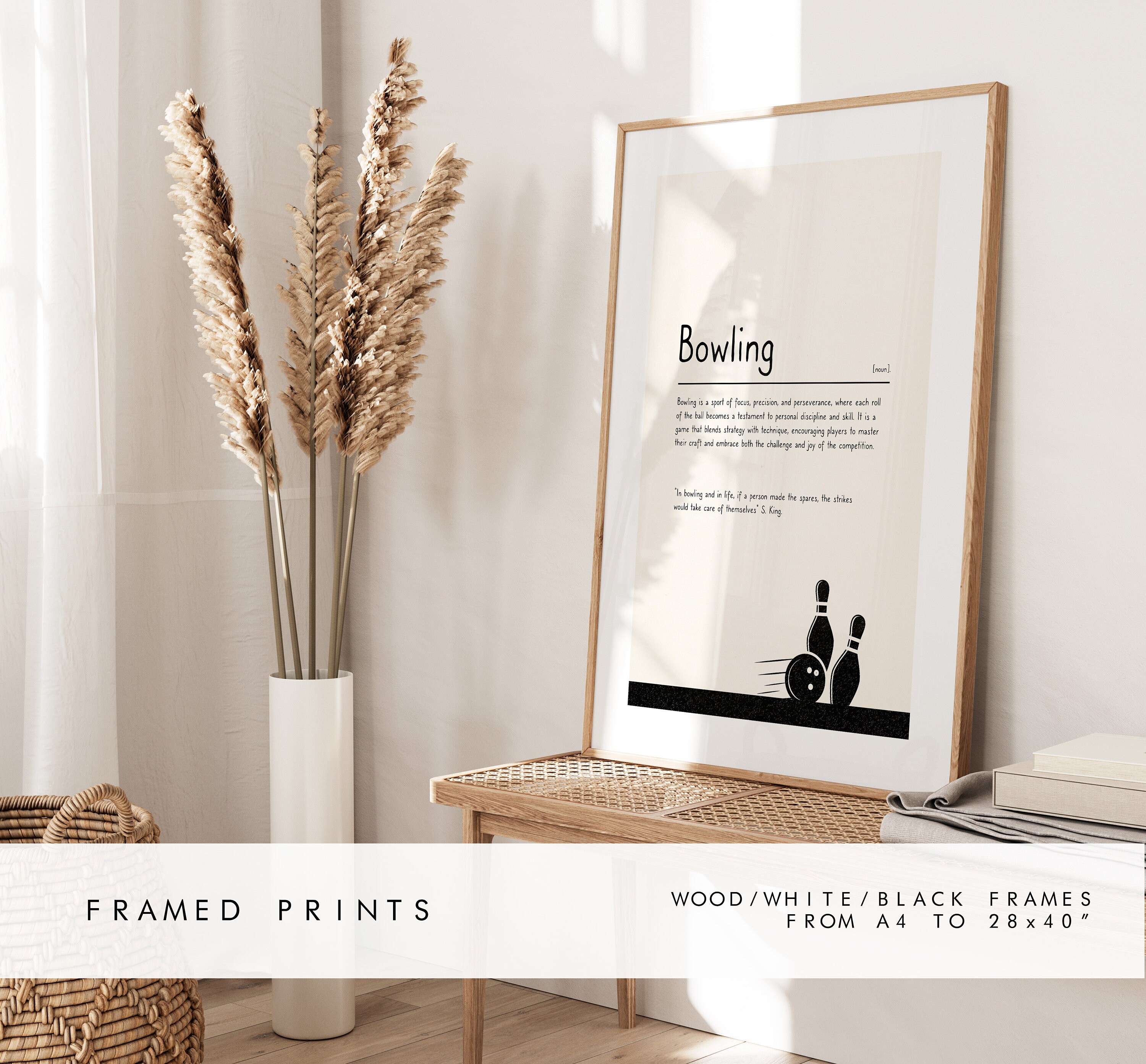 Bowling Definition Print - Custom Text/quote Options - Customised Gift ...