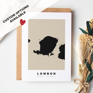 Cartão de felicitações personalizado Lombok - Envelope Kraft incluído - Texto personalizado - Cartão de felicitações - Aniversário - Viagem surpresa - Aniversário