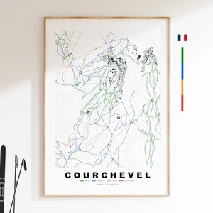 Courchevel Skikartendruck - Kartenkunst - Skikarte - Wandkunst - Druck - Poster