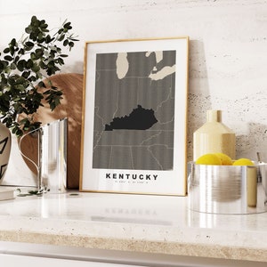 Kentucky Print - Benutzerdefinierter Kartendruck - Personalisierte Text Geschenkoptionen - Rahmen / Leinwandoptionen - Vintage Style Map Print