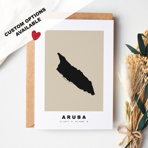 Cartão de felicitações personalizado Aruba - Envelope Kraft incluído - Texto personalizado - Cartão de felicitações - Aniversário - Viagem surpresa - Aniversário