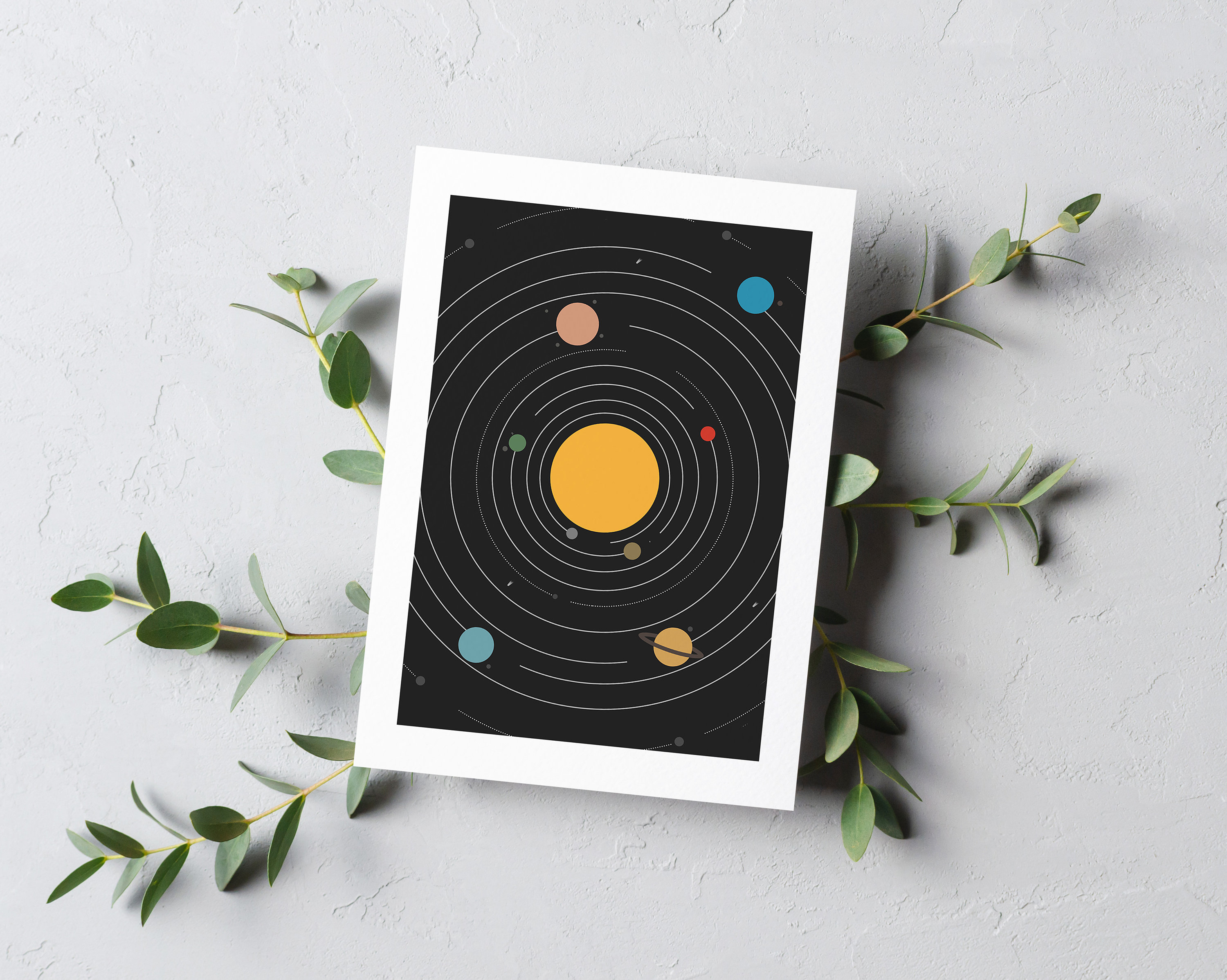 Solar System Note Creative Card Solar System Greeting Card - Space Greeting Card - Blank Card ...