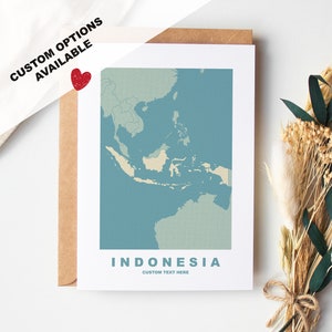 Cartão de felicitações da Indonésia - Opções personalizadas disponíveis - Envelope Kraft incluído - Aniversário - Aniversário - Viagem surpresa - Cartão personalizado