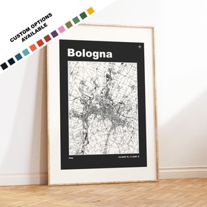 Bologneser Kartendruck - Benutzerdefinierte Optionen / Farben verfügbar - Drucke oder gerahmte Drucke -Bologna, Italien - Benutzerdefinierter Text für Geschenk