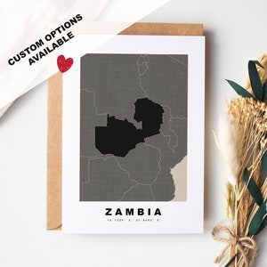 Tarjeta de felicitación personalizada de Zambia - Sobre Kraft incluido - Texto personalizado - Tarjeta de felicitación de Zambia - Aniversario - Viaje sorpresa - Cumpleaños
