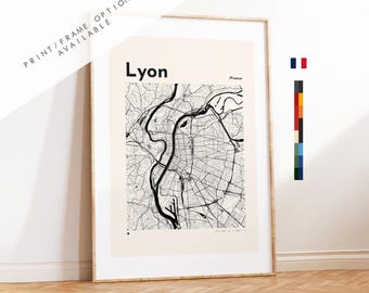 Lyon Stampa mappa della città - Francia