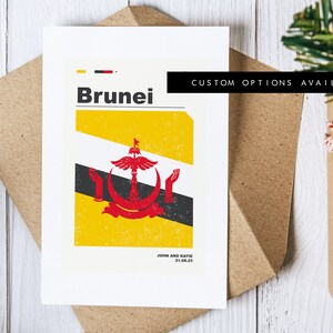 Tarjeta de felicitación de Brunei - Tarjeta de felicitación personalizada - Bandera de Brunei - Tarjeta en blanco - Sobre reciclado incluido - Tarjeta de felicitación de Brunei - Cumpleaños