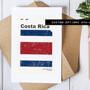 Tarjeta de felicitación de Costa Rica - Tarjeta de felicitación personalizada - Bandera de Costa Rica - Tarjeta en blanco - Sobre reciclado incluido - Tarjeta de felicitación - Cumpleaños