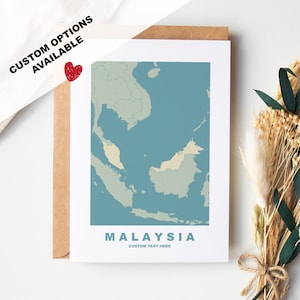 Cartão de felicitações da Malásia - Opções personalizadas disponíveis - Envelope Kraft incluído - Aniversário - Aniversário - Viagem surpresa - Cartão personalizado