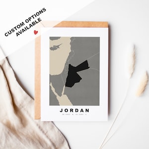 Tarjeta de felicitación personalizada de Jordania - Sobre Kraft incluido - Texto personalizado - Tarjeta de felicitación de Jordania - Aniversario - Viaje sorpresa - Cumpleaños