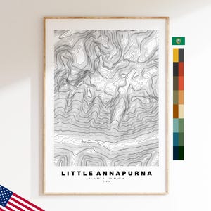 Little Annapurna Druck - Vereinigte Staaten - Konturkarte - Topographie - Topografische Karte - Druck - Poster - Kartendruck