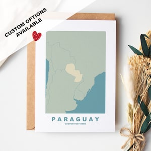 Tarjeta de felicitación de Paraguay - Opciones personalizadas disponibles - Sobre reciclado incluido
