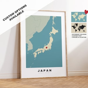 Japan Landkarte Druck - Geschenk Landkarte - Vintage Stil - Jahrestag - Hochzeit - Flitterwochen - Urlaub - Reise - Geschenk - Landkarte