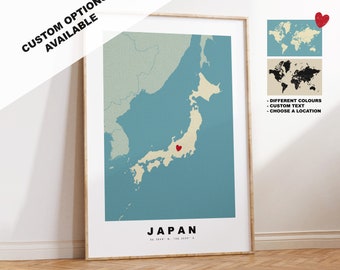 Japan Landkarte Druck - Geschenk Landkarte - Vintage Stil - Jahrestag - Hochzeit - Flitterwochen - Urlaub - Reise - Geschenk - Landkarte