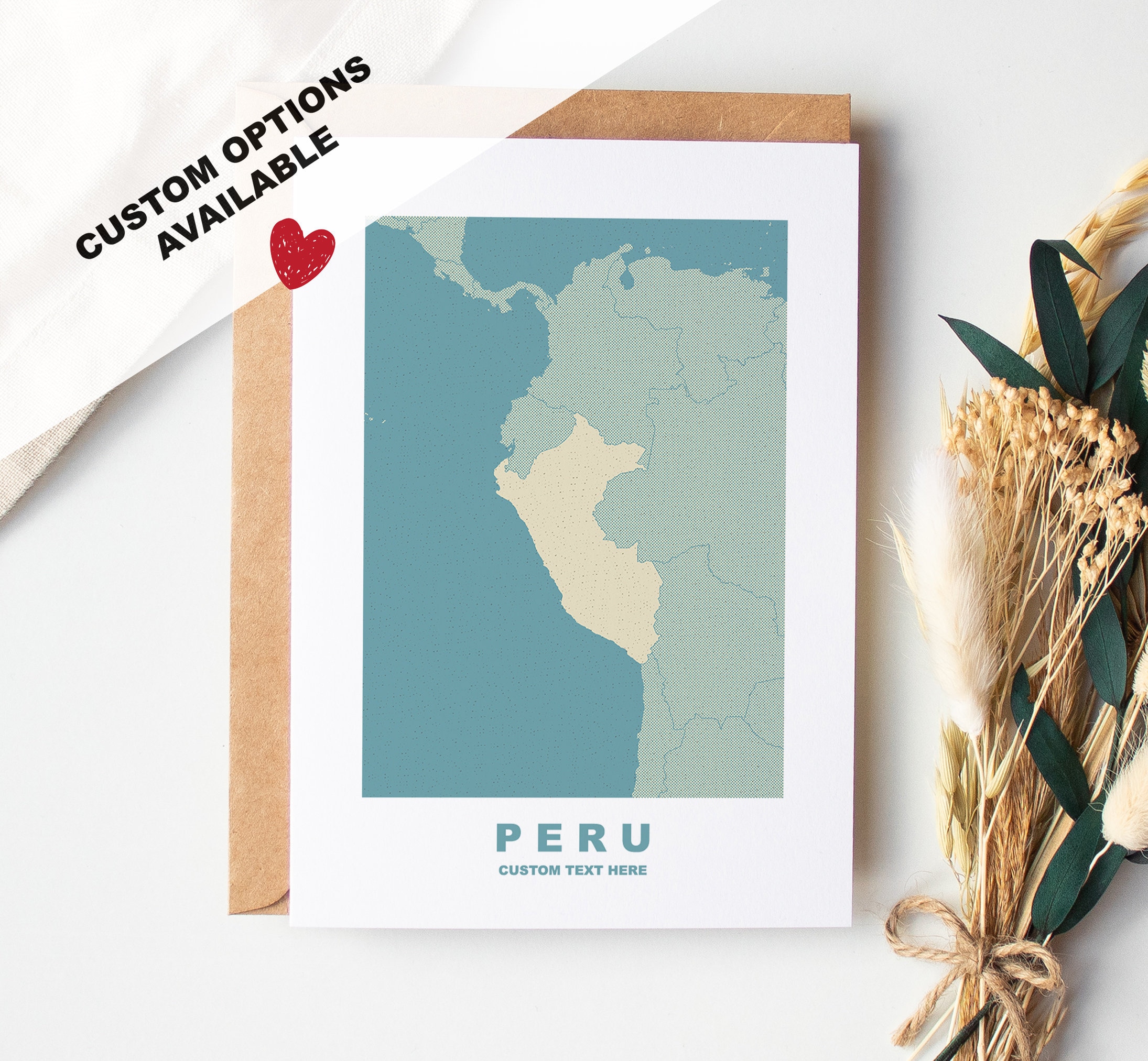 Peru Greeting Card - Custom Options Available - Kraft Envelope