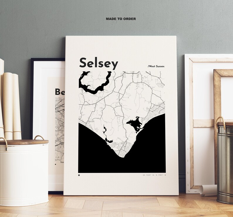 Selsey Map Print - Custom Options/colours Available - Prints or Framed ...