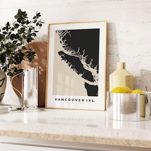 Vancouver Island Print - Benutzerdefinierter Kartendruck - Personalisierte Text Geschenkoptionen - Rahmen / Leinwandoptionen - Vintage Style Map Print