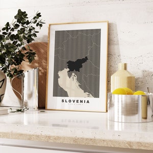 Slovenia Print - Custom Map Print - Personalised Text Gift Options - Frames/Canvas Options - Vintage Style Map Print