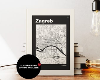 Cuaderno de mapas de Zagreb - A5 o A4 - Cuaderno de mapas - Diario de tapa dura - Cuaderno con anillas - Croacia - Regalo pequeño - Regalo